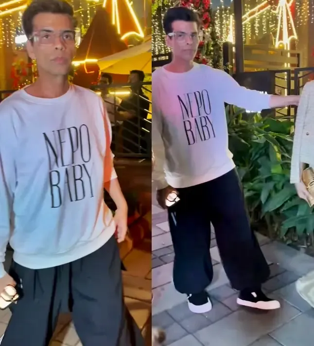 Karan Johar Stirs Attention with 'Nepo Baby' T-Shirt During Dinner Outing