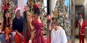 Karan turns Santa for daughter Devi, Bipasha soaks in happiness