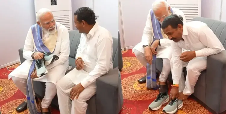 A 14-Year Journey Barefoot: PM Modi Honors Dedicated Follower with Shoes