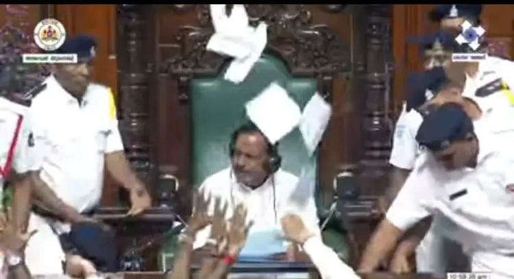 Turmoil in Karnataka Assembly over Honey Trap Claims; Opposition Throws Torn Finance Bill Copies at Speaker
