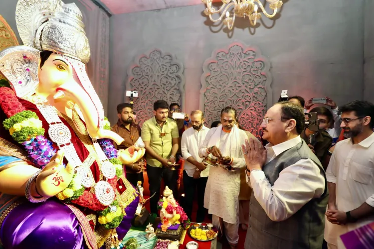 क्या जेपी नड्डा ने गणेशोत्सव में भाग लेकर देश की प्रगति के लिए प्रार्थना की?