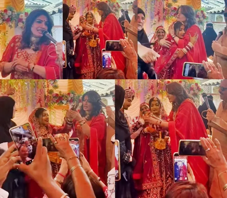 Raveena Tandon Donates Gold Bangles to Bride at Mass Wedding