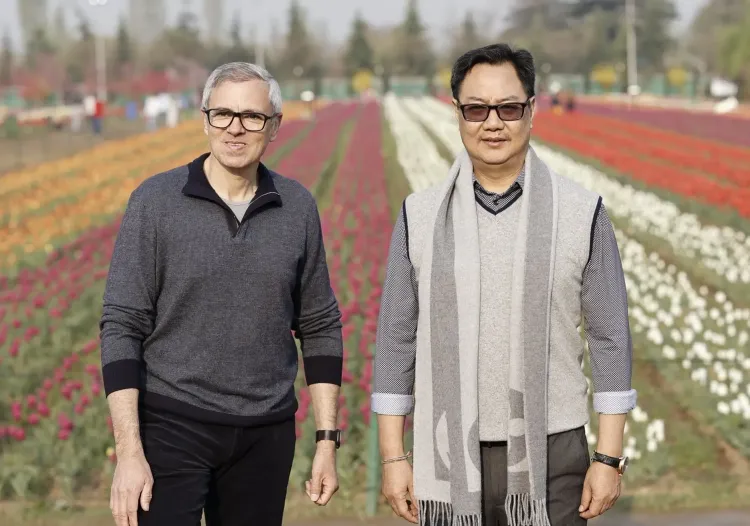 A Remarkable Morning: Kiren Rijiju and Omar Abdullah Stroll Through Srinagar's Tulip Garden