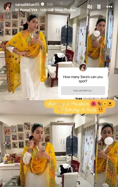 Sara Ali Khan Adorns Her Mother's Phulkari