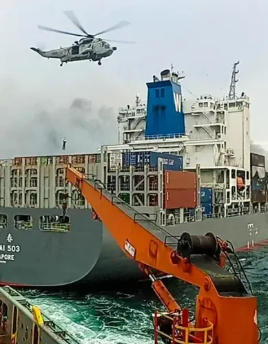 Firefighting milestone achieved in MV Wan Hai 503 incident: Indian Forces avert maritime disaster