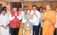 क्या जेपी नड्डा ने बीएपीएस श्रीस्वामीनारायण मंदिर में सुख-शांति की कामना की?