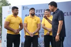 Wrestlers Ravi Dahiya, Deepak Punia join Sports Min Mandaviya at 'Fit India Sundays on Cycle' in Delhi